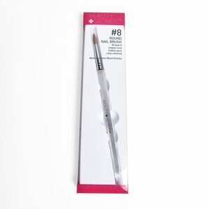Beauty Secrets #8 Round Sculpt Nail Brush Mink & Nylon Blend Bristles 1-pack New
